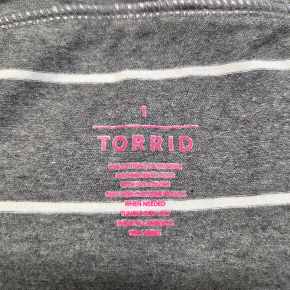 Torrid Size 1 Light Gray White Striped Soft Mid Rise Knee Length Pencil Skirt - Picture 5 of 5